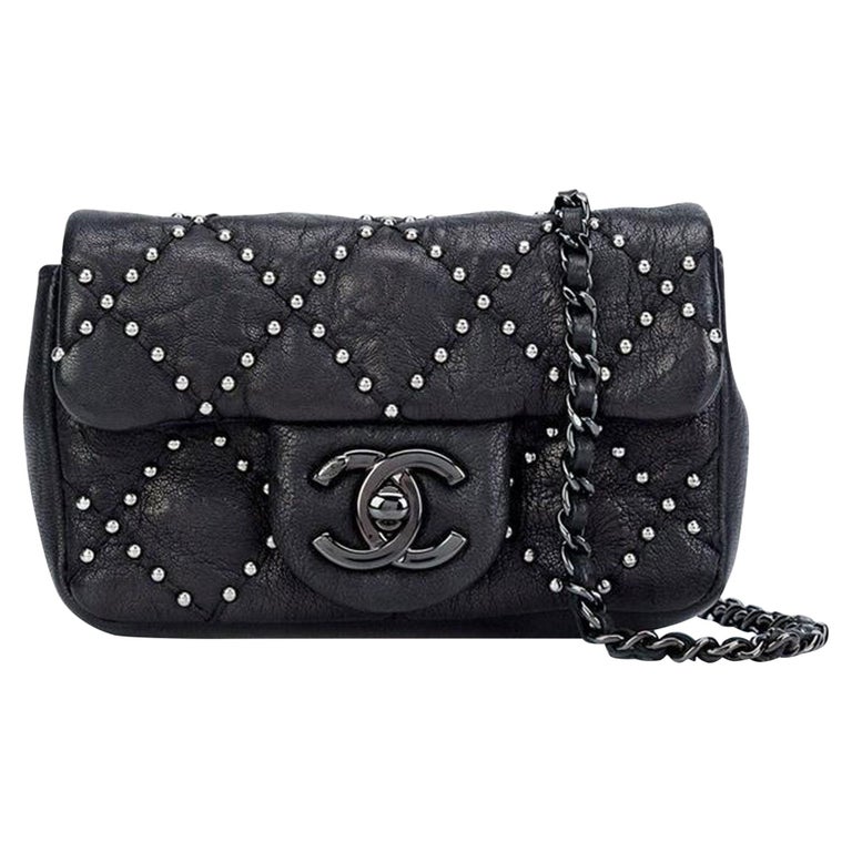 Chanel Classic Flap So Studded Mini Dallas Black Leather Cross Body Bag For  Sale at 1stDibs