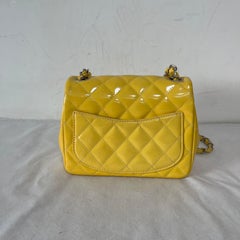 Chanel Classic Flap Square Mini Yellow Patent Leather Silver Hardware