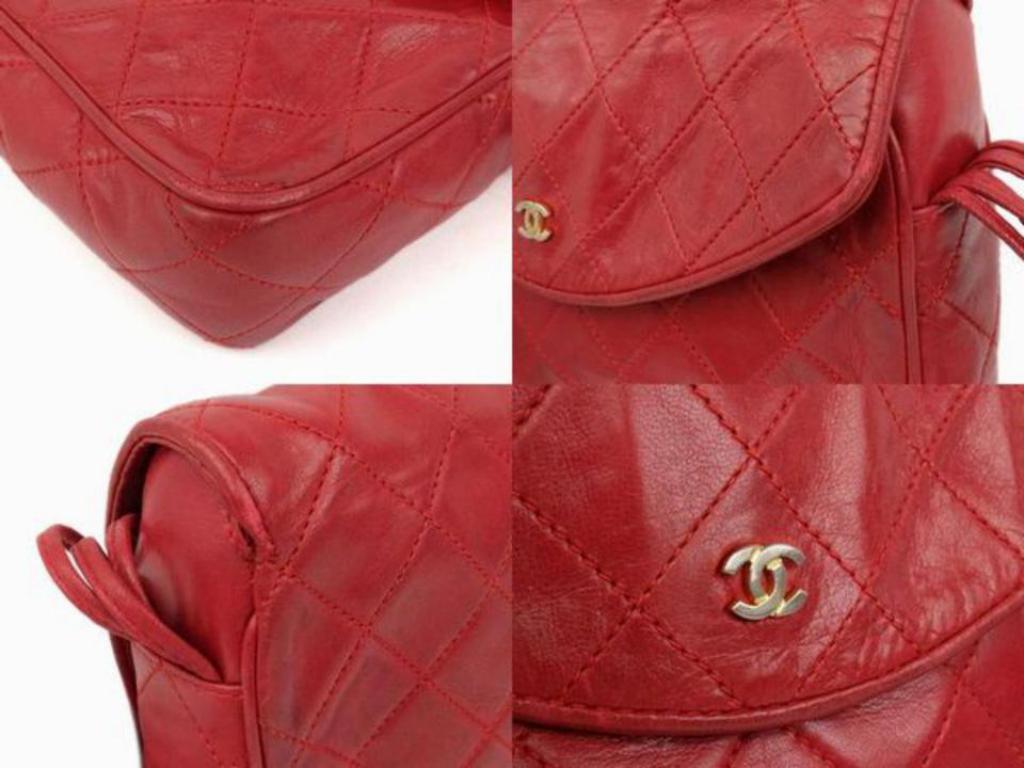 Chanel Classic Flap Strand Square Mini 221924 Red Leather Shoulder Bag For Sale 4