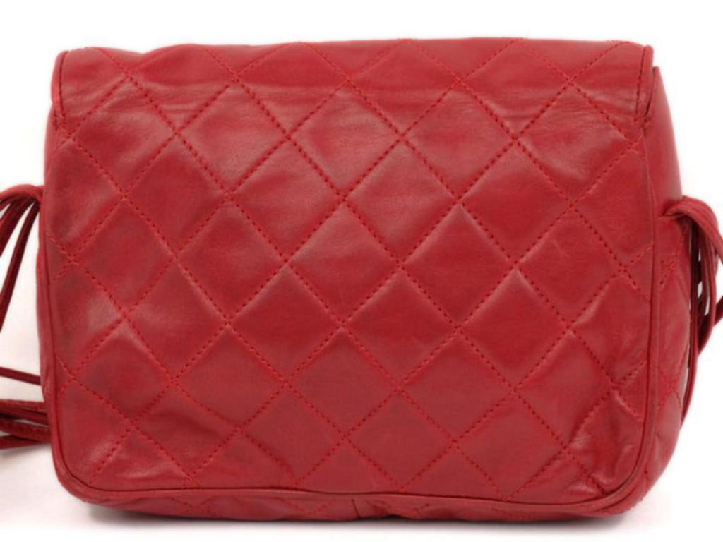 Chanel Classic Flap Strand Square Mini 221924 Red Leather Shoulder Bag For Sale 5