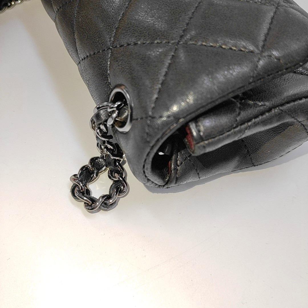 Chanel Classic Flap Super Mini Black Lambskin Leather Silver Hardware 6