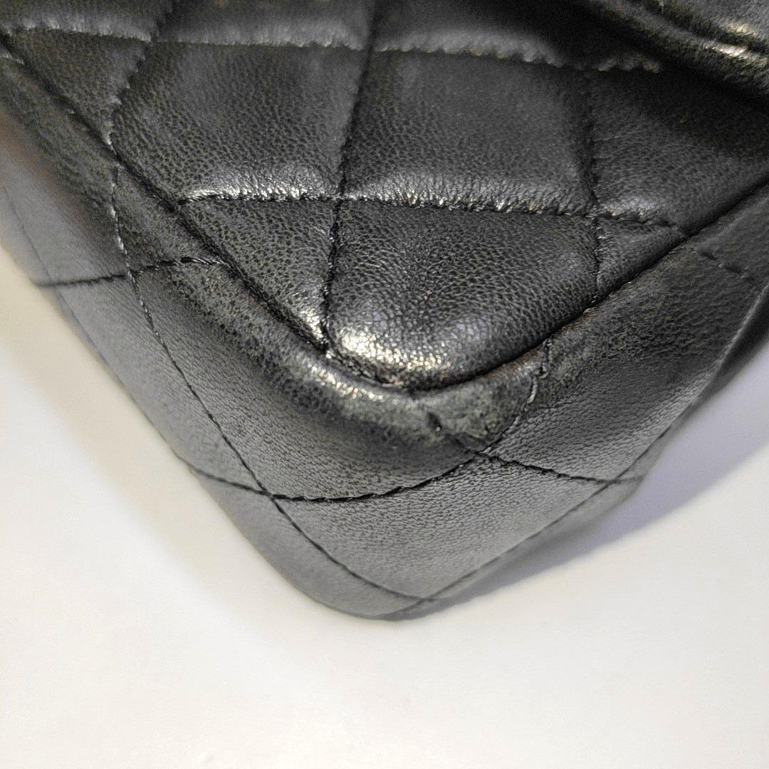 Chanel Classic Flap Super Mini Black Lambskin Leather Silver Hardware 8
