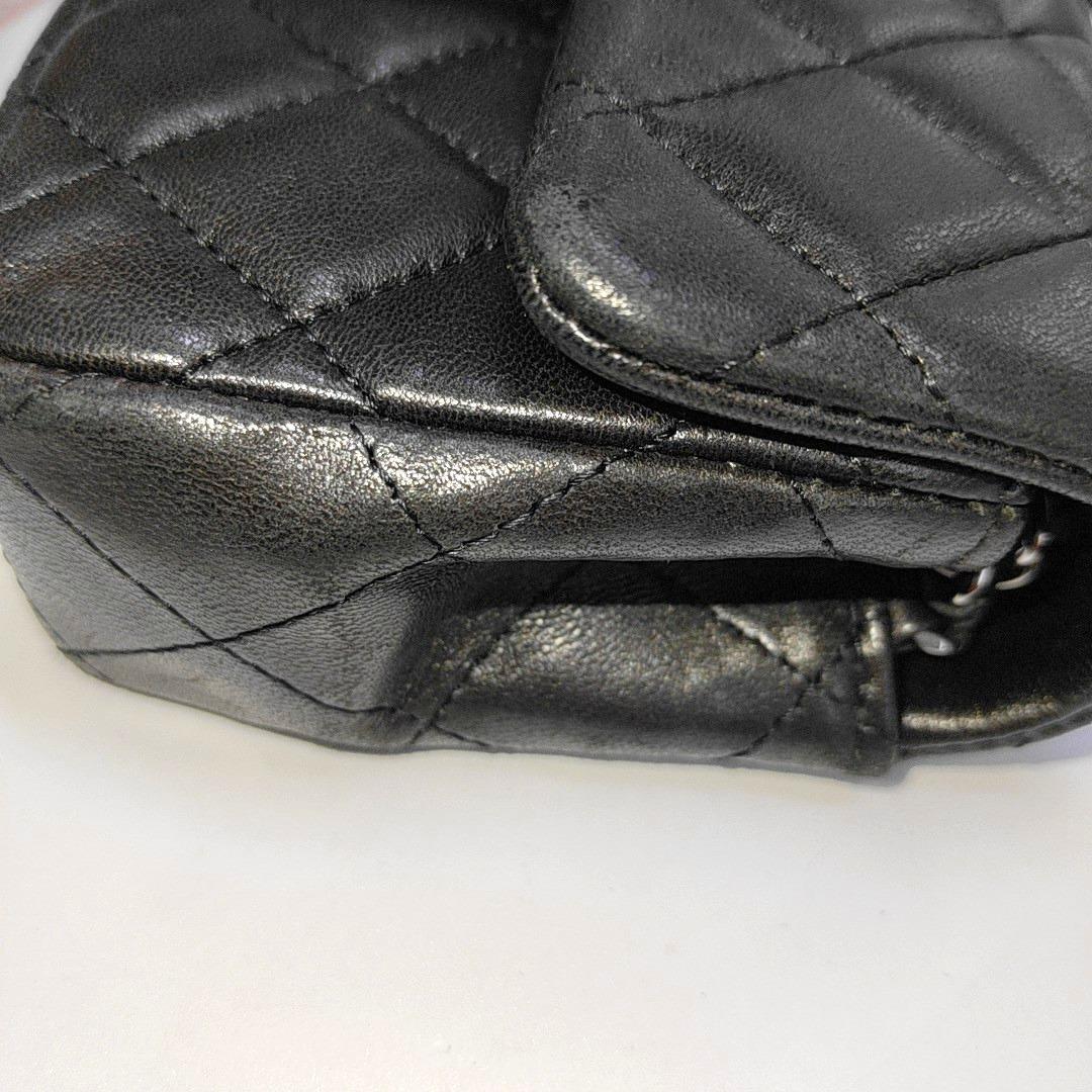 Chanel Classic Flap Super Mini Black Lambskin Leather Silver Hardware 4