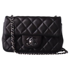 Chanel Classic Flap Super Mini Black Lambskin Leather Silver Hardware