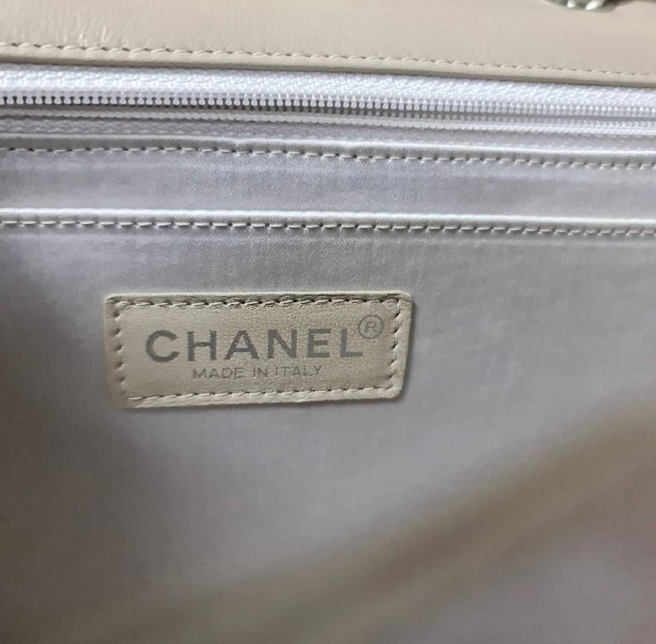 Chanel Classic Flap Travel Line Cc Logo Jacquard 7137 Beige Nylon Shoulder Bag 2