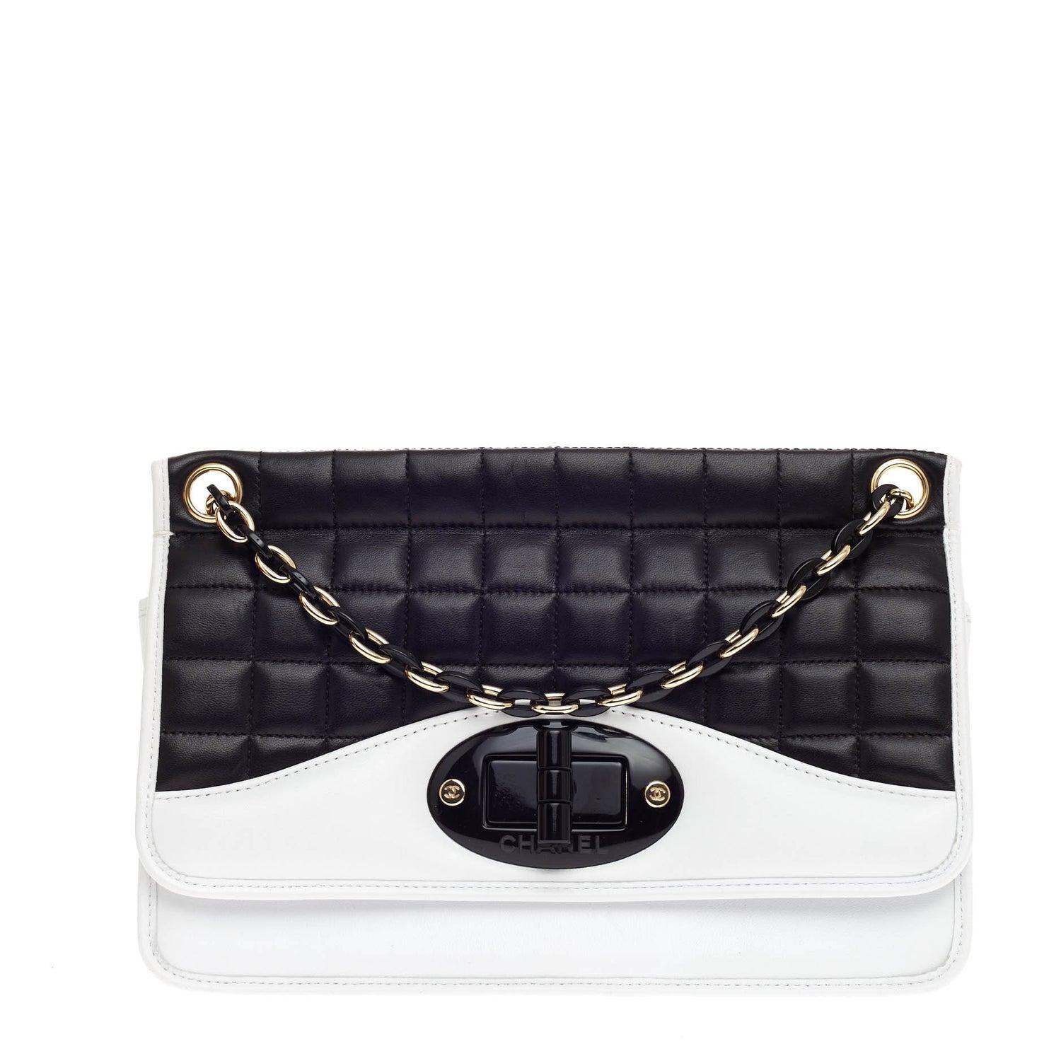 Chanel Classic Flap Two Tone Limited Edition Black & White Lambskin Leather Bag For Sale 1