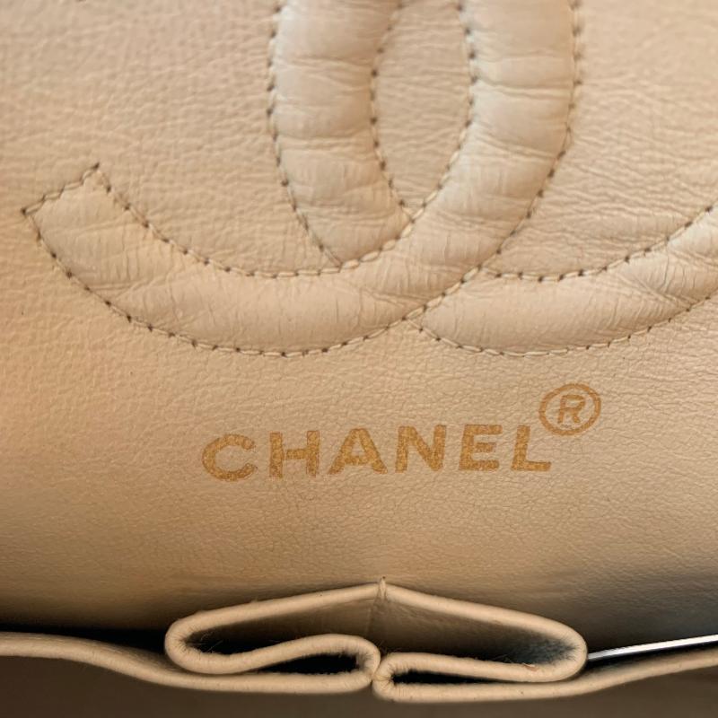Chanel Classic Flap Vintage 1995 White Lambskin Leather with 24k Gold Hardware 9