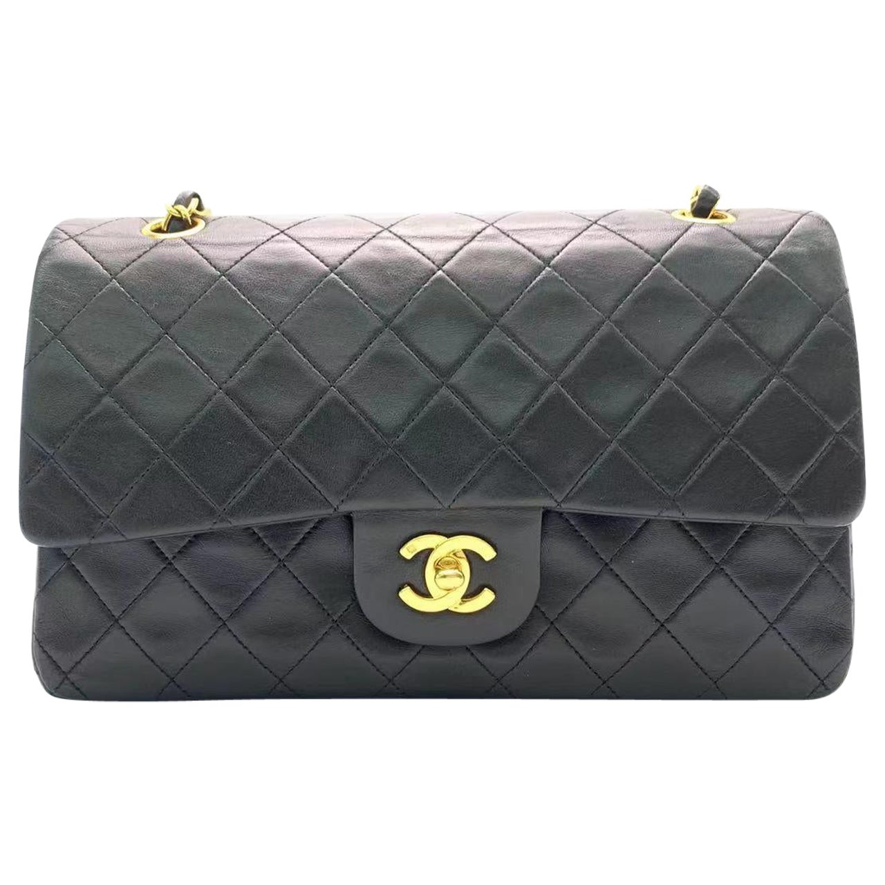 Chanel Classic Flap Vintage Black Lambskin Leather with 24k Gold Hardware