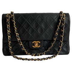 Chanel Classic Flap Vintage Black Lambskin Leather with 24k Gold Hardware