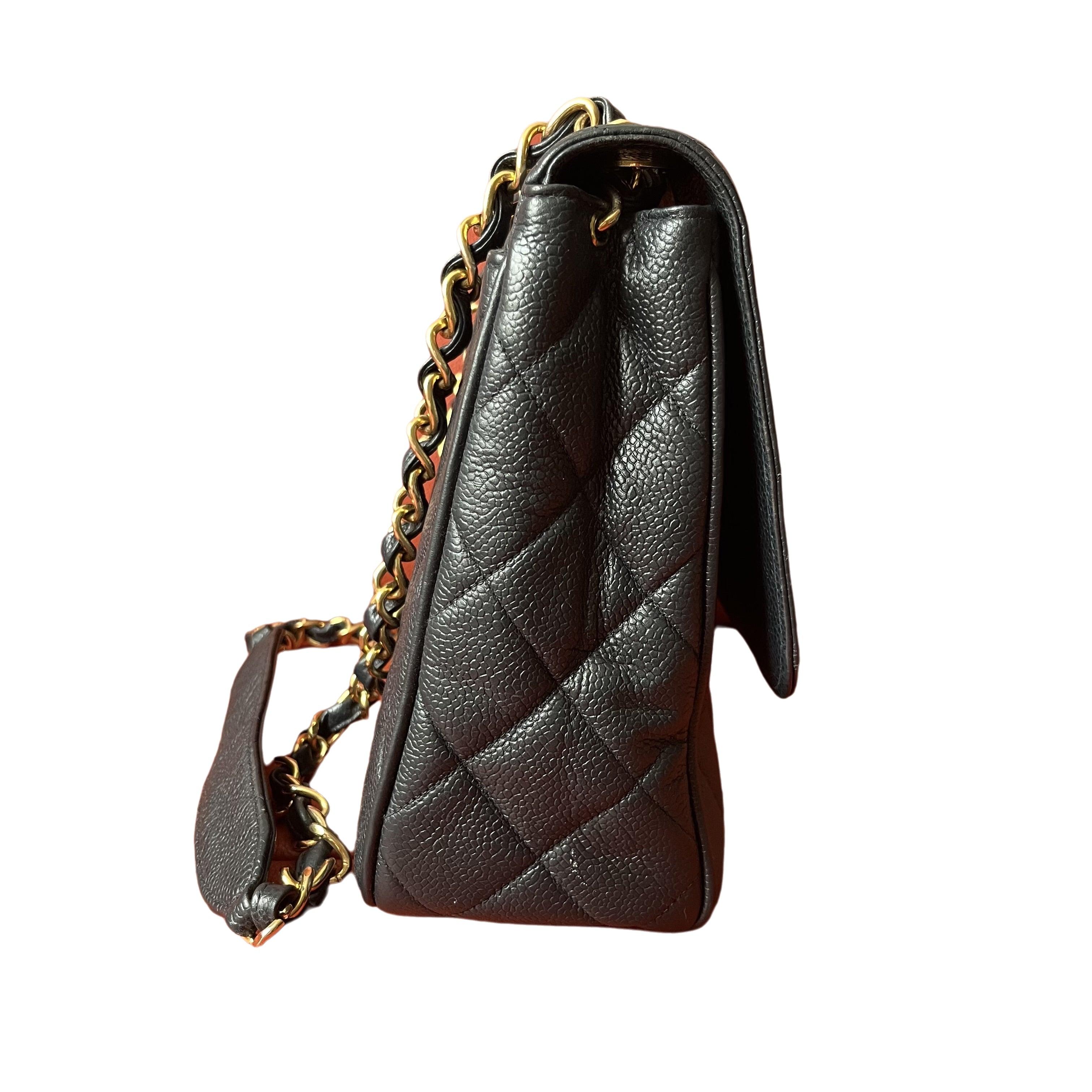 Women's Chanel Classic Flap Vintage Caviar Leather 24k Gold Plated CC Logo, 1994-96