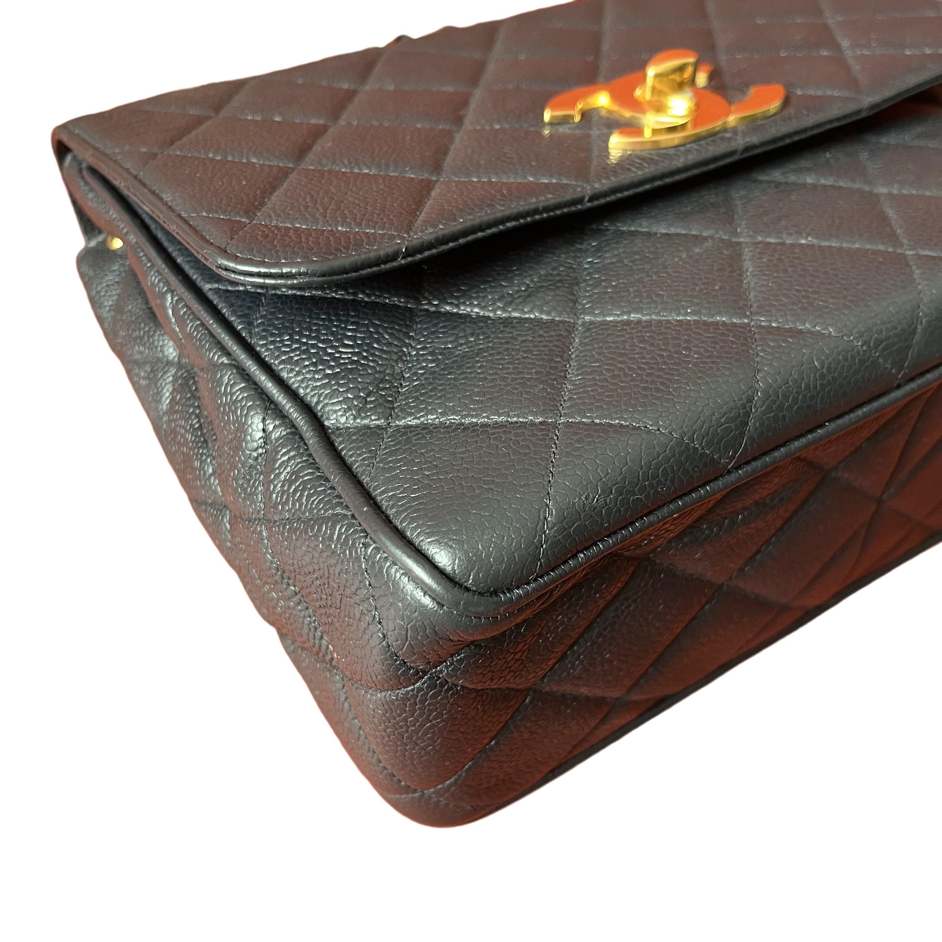 Chanel Classic Flap Vintage Caviar Leather 24k Gold Plated CC Logo, 1994-96 2