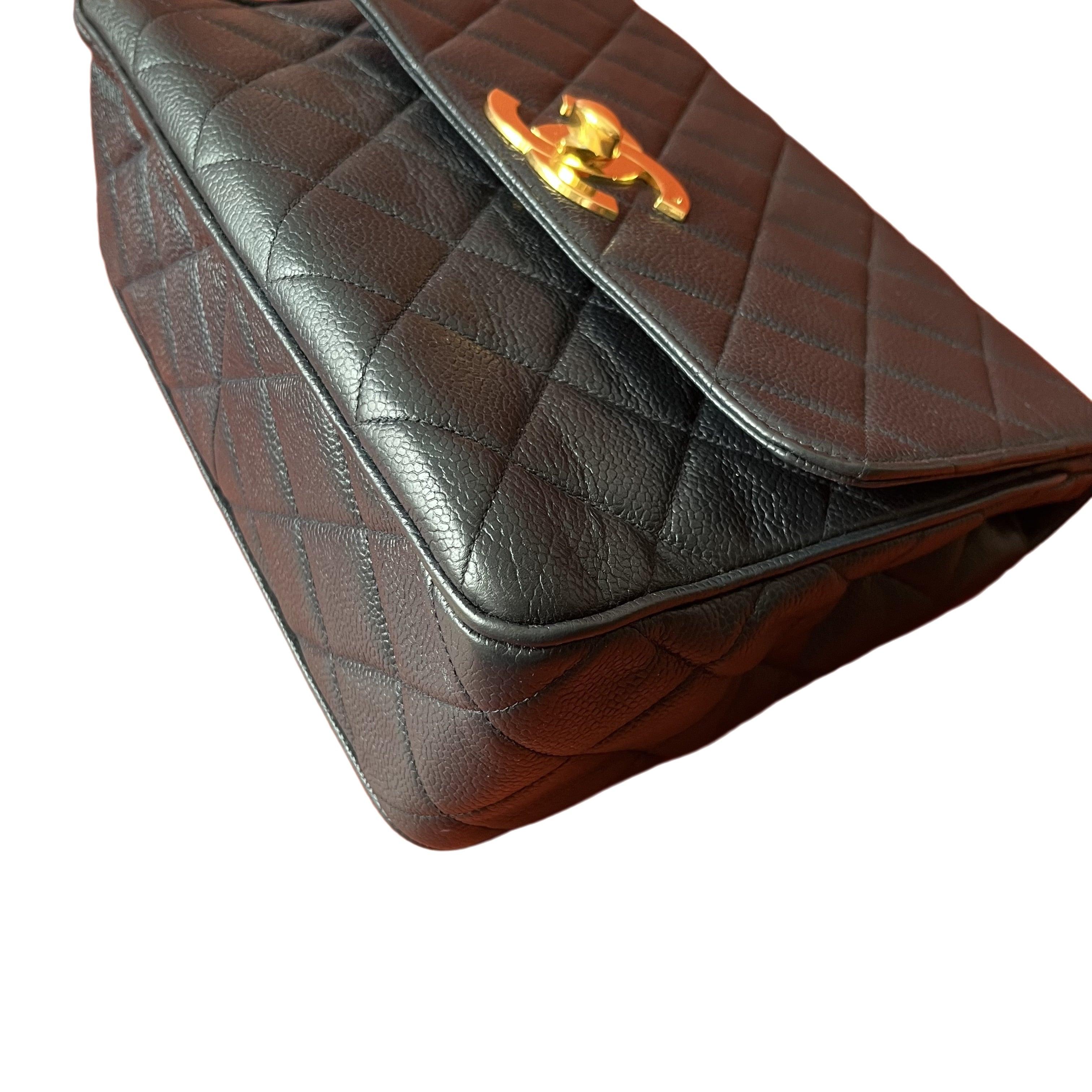 Chanel Classic Flap Vintage Caviar Leather 24k Gold Plated CC Logo, 1994-96 3