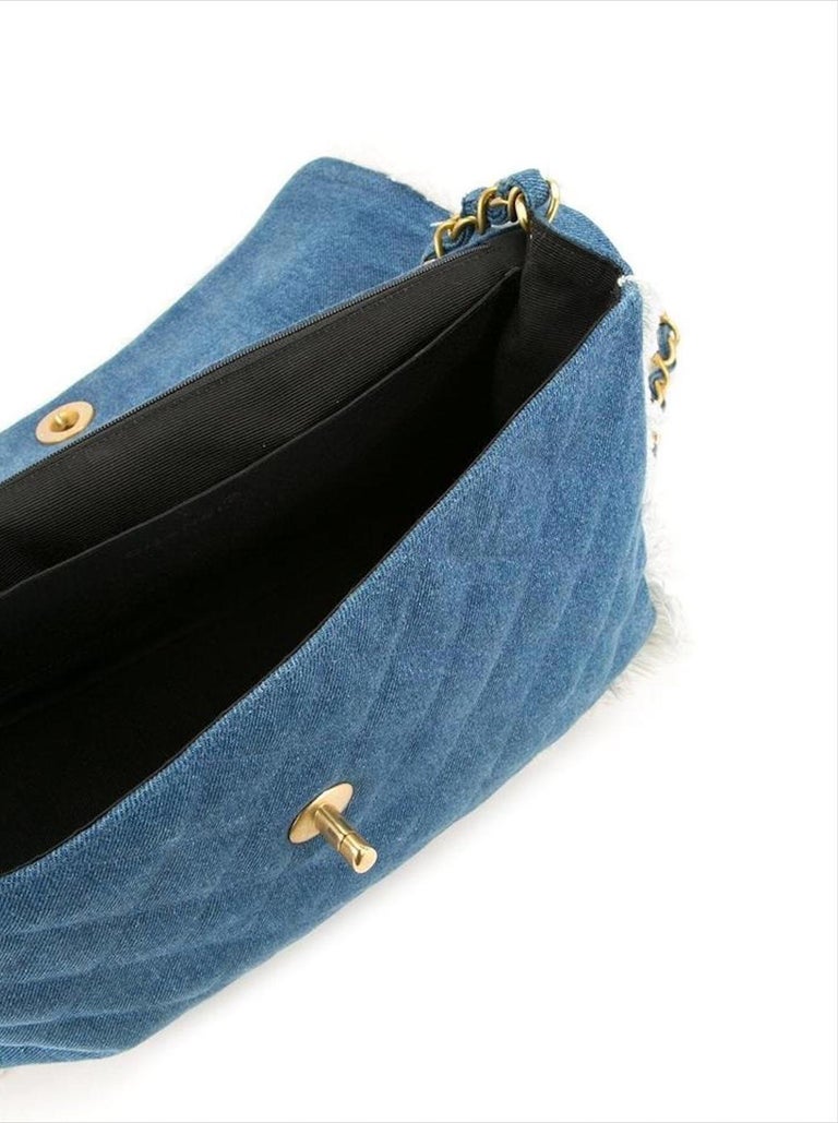 Chanel Classic Flap Vintage Fringe Quilted Jumbo Maxi Jean Blue Denim Bag  at 1stDibs | chanel denim bag vintage