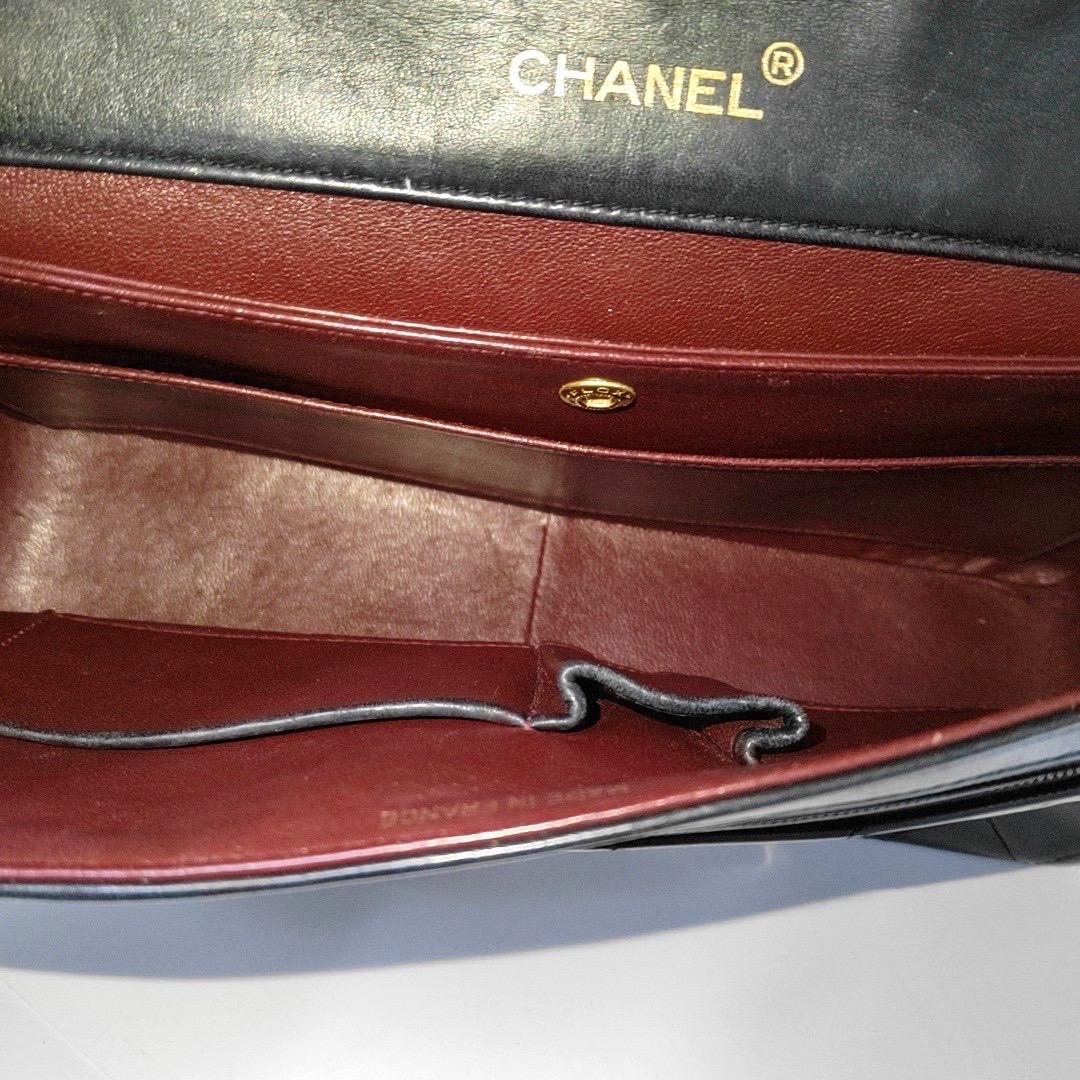 Chanel Classic Flap Vintage Large Black Lambskin Leather with 24k Gold Hardware 3
