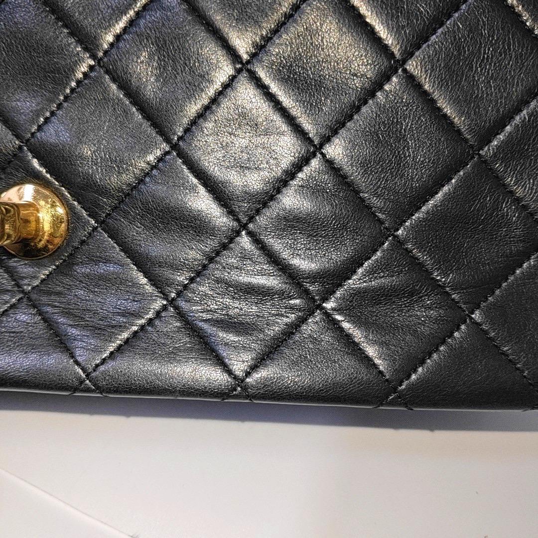 Chanel Classic Flap Vintage Large Black Lambskin Leather with 24k Gold Hardware 4