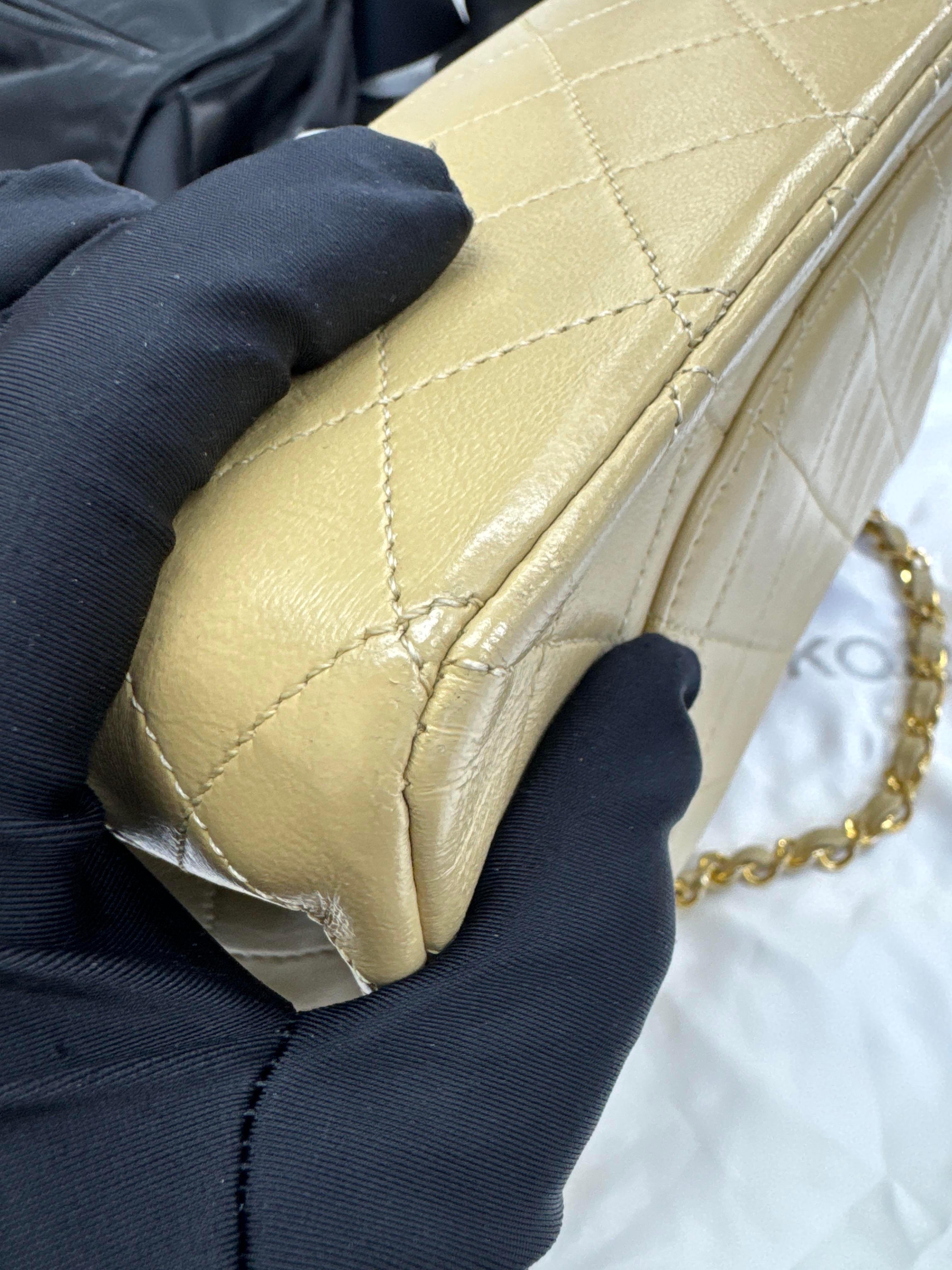 Chanel Classic Flap Vintage Medium Beige Lambskin with 24k Gold HW 1994-96 6
