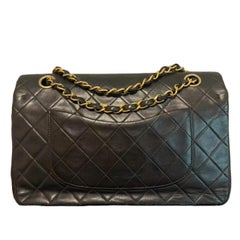 Chanel Classic Flap Vintage Medium Black Lambskin Leather 24k Gold Hardware