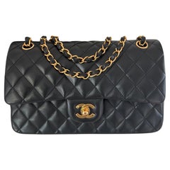 Chanel Classic Flap Vintage Medium Black Lambskin Leather with 24k Gold HW, 1994