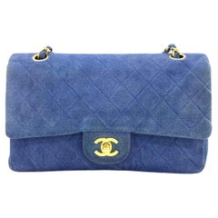 Chanel Classic Flap Vintage Medium Blue Jeans Denim with 24k Gold HW, 1989-1991