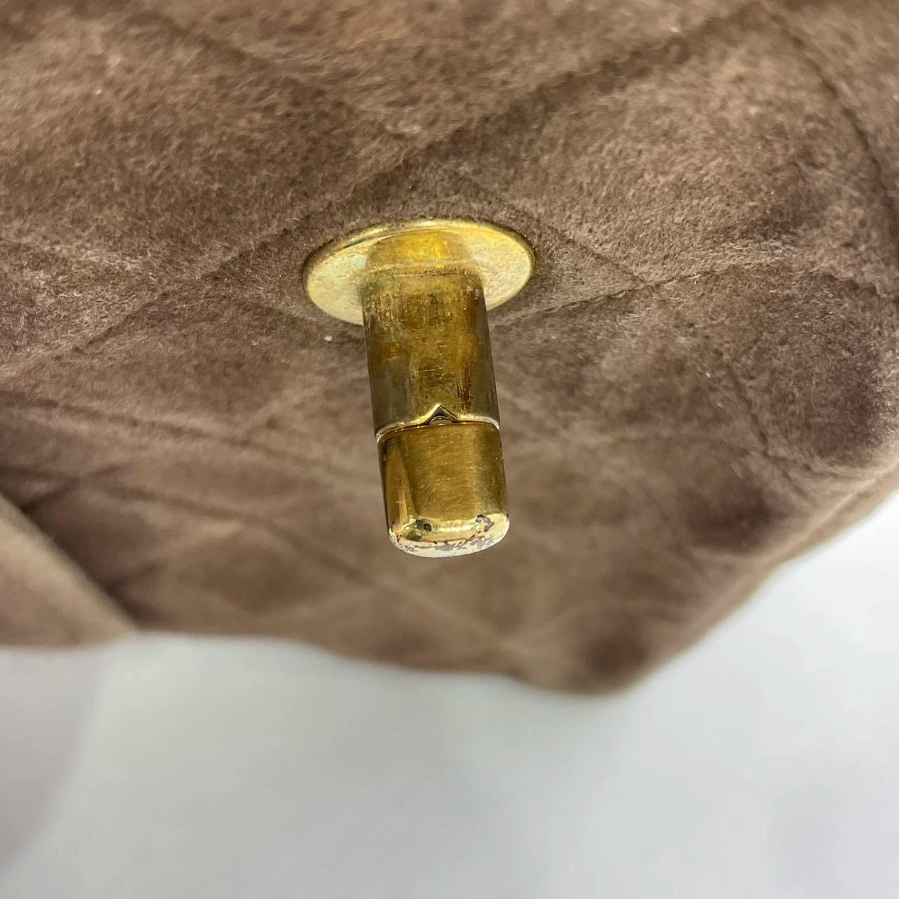 Chanel Classic Flap Vintage Medium Brown Suede Leather with 24k Gold HW, 1991-19 For Sale 9