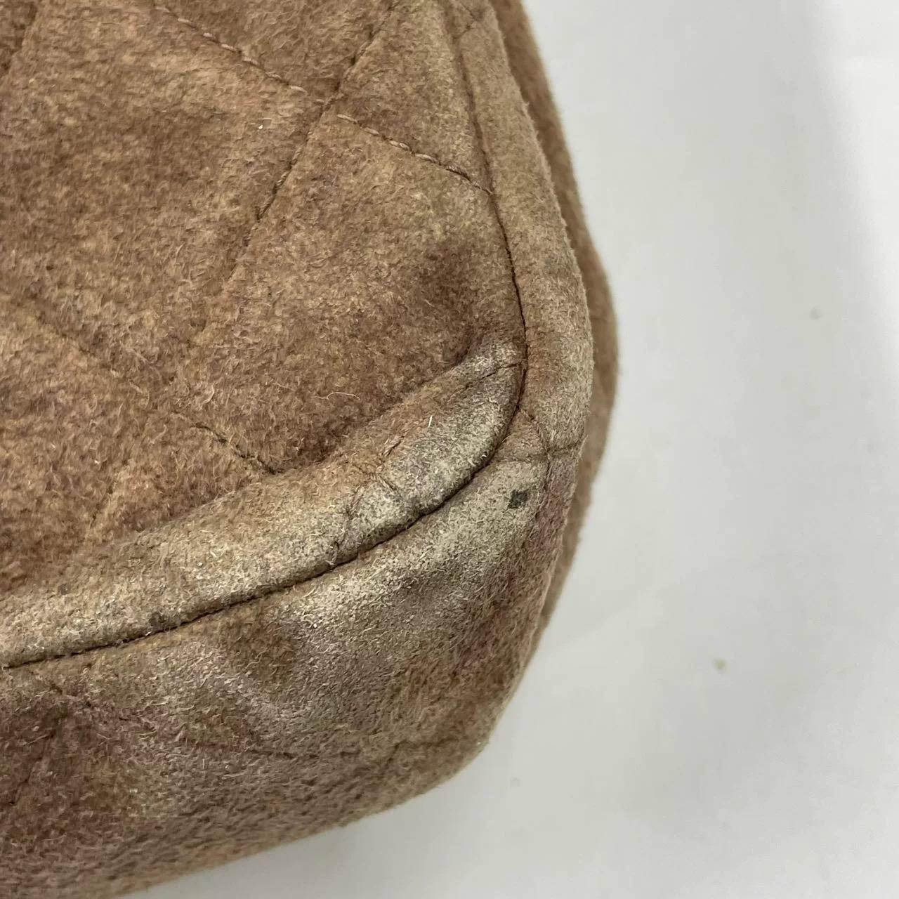 Chanel Classic Flap Vintage Medium Brown Suede Leather with 24k Gold HW, 1991-19 For Sale 14