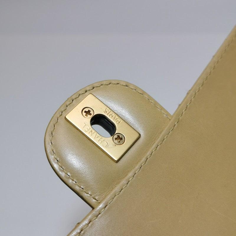 Chanel Classic Flap Vintage Mini Beige Calfskin Bi-color Acrylic Strap Crossbody 8