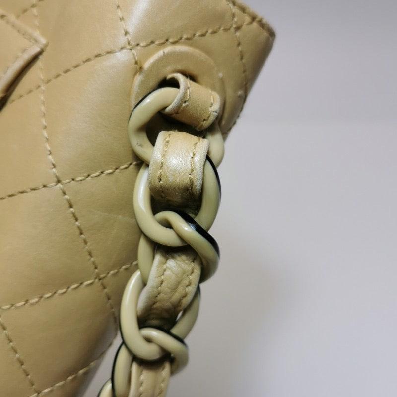 Chanel Classic Flap Vintage Mini Beige Calfskin Bi-color Acrylic Strap Crossbody 9