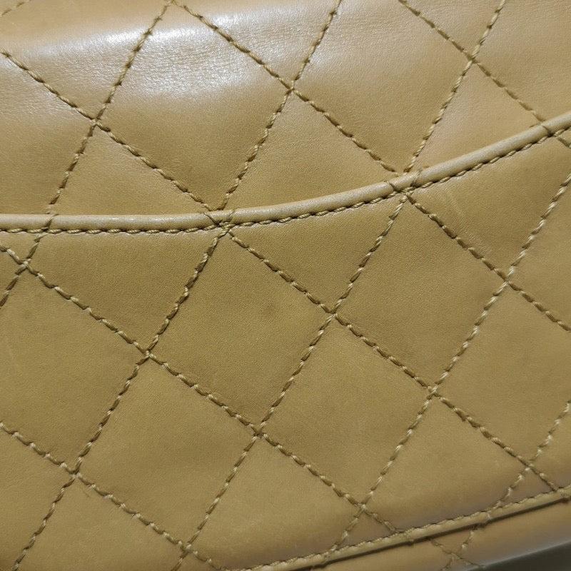 Chanel Classic Flap Vintage Mini Beige Calfskin Bi-color Acrylic Strap Crossbody 15