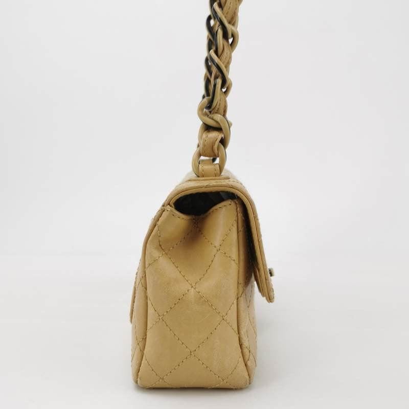 Women's Chanel Classic Flap Vintage Mini Beige Calfskin Bi-color Acrylic Strap Crossbody