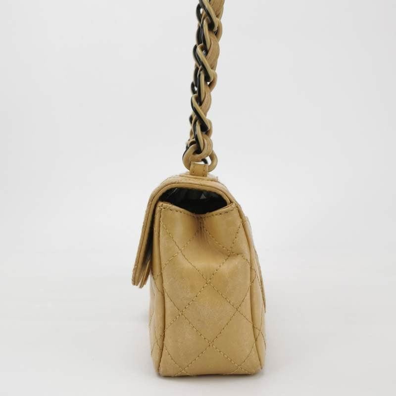 Chanel Classic Flap Vintage Mini Beige Calfskin Bi-color Acrylic Strap Crossbody 1