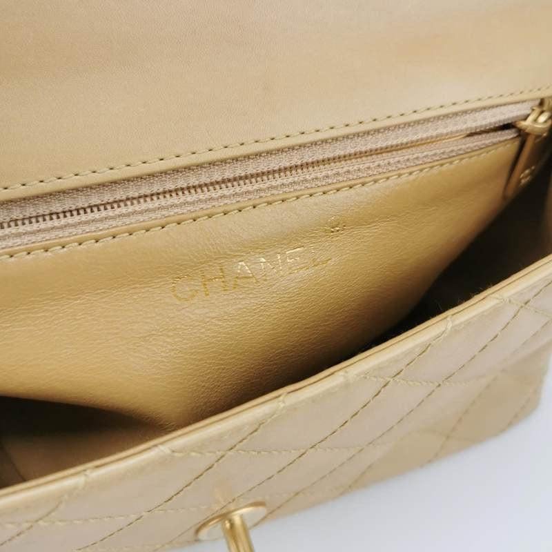Chanel Classic Flap Vintage Mini Beige Calfskin Bi-color Acrylic Strap Crossbody 2