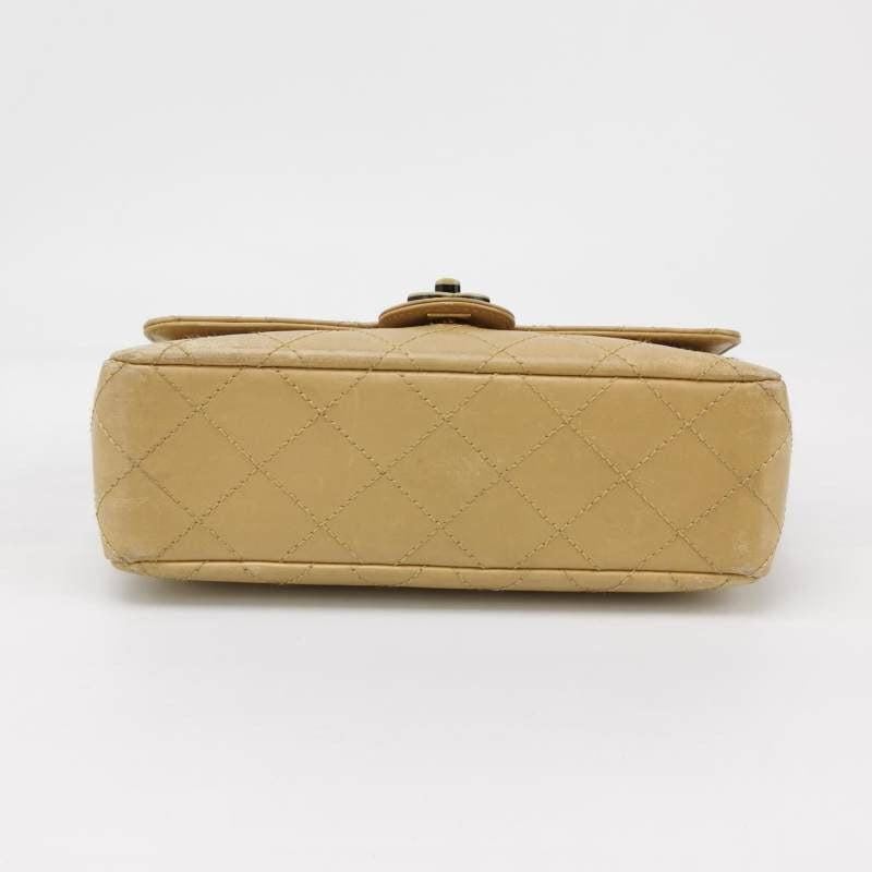 Chanel Classic Flap Vintage Mini Beige Calfskin Bi-color Acrylic Strap Crossbody 4