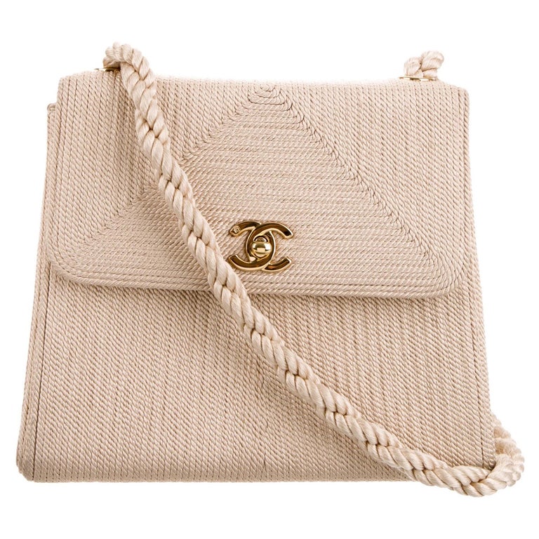 Chanel Vintage Beige Braided Silk Rope Flap Gold Hardware, 1997-1999  Available For Immediate Sale At Sotheby's