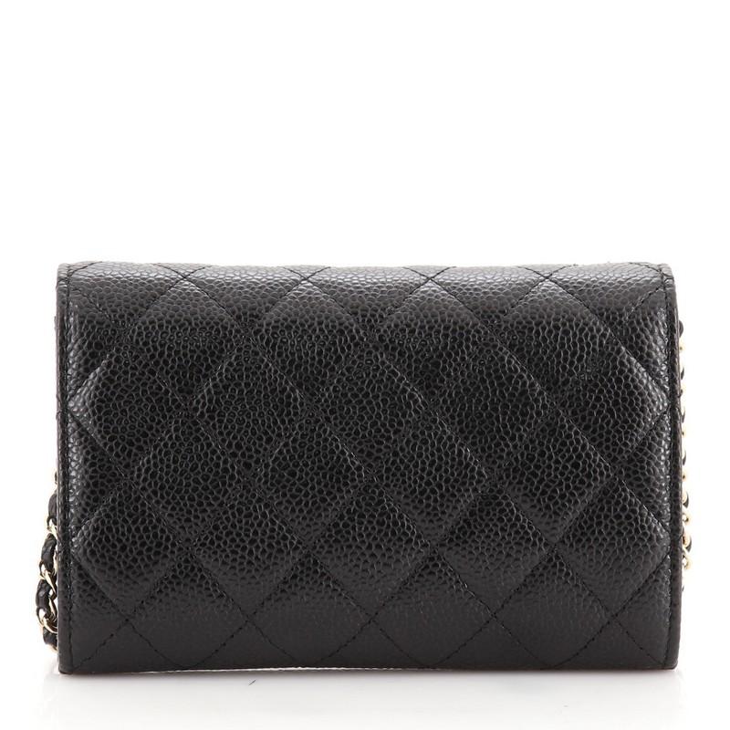 Chanel Classic Flap Wallet Crossbody Bag Quilted Caviar Mini In Good Condition In NY, NY
