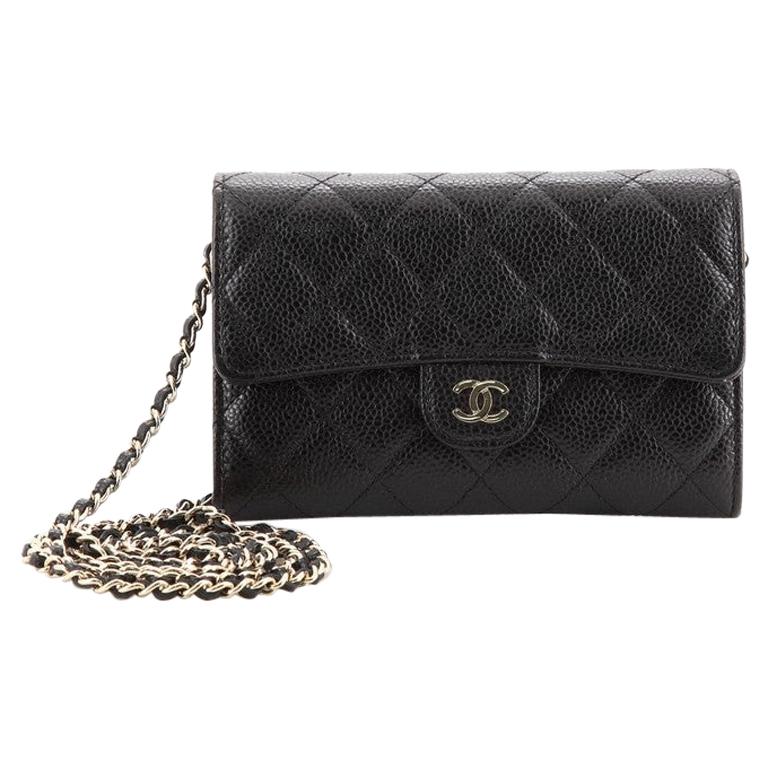 Chanel Classic Flap Wallet Crossbody Bag Quilted Caviar Mini