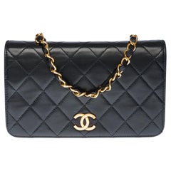 Chanel Classic Full Flap Mini shoulder bag in black quilted leather and GHW
