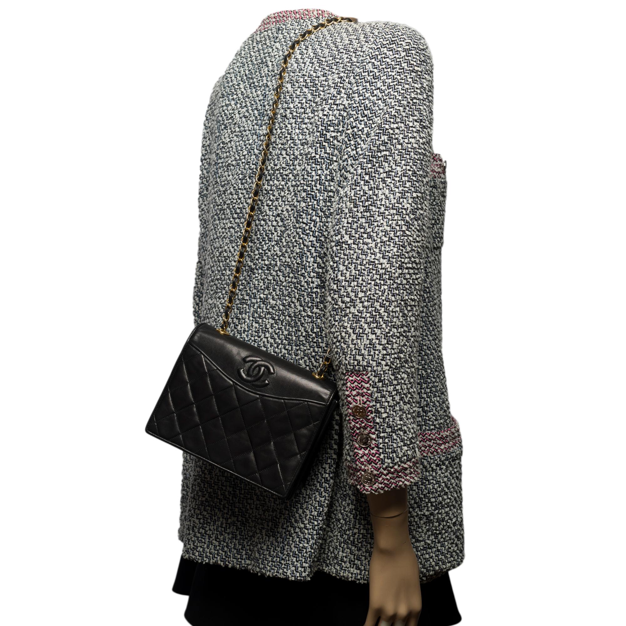 Chanel Classic Full Flap Pockets shoulder bag in black quilted leather and GHW 5