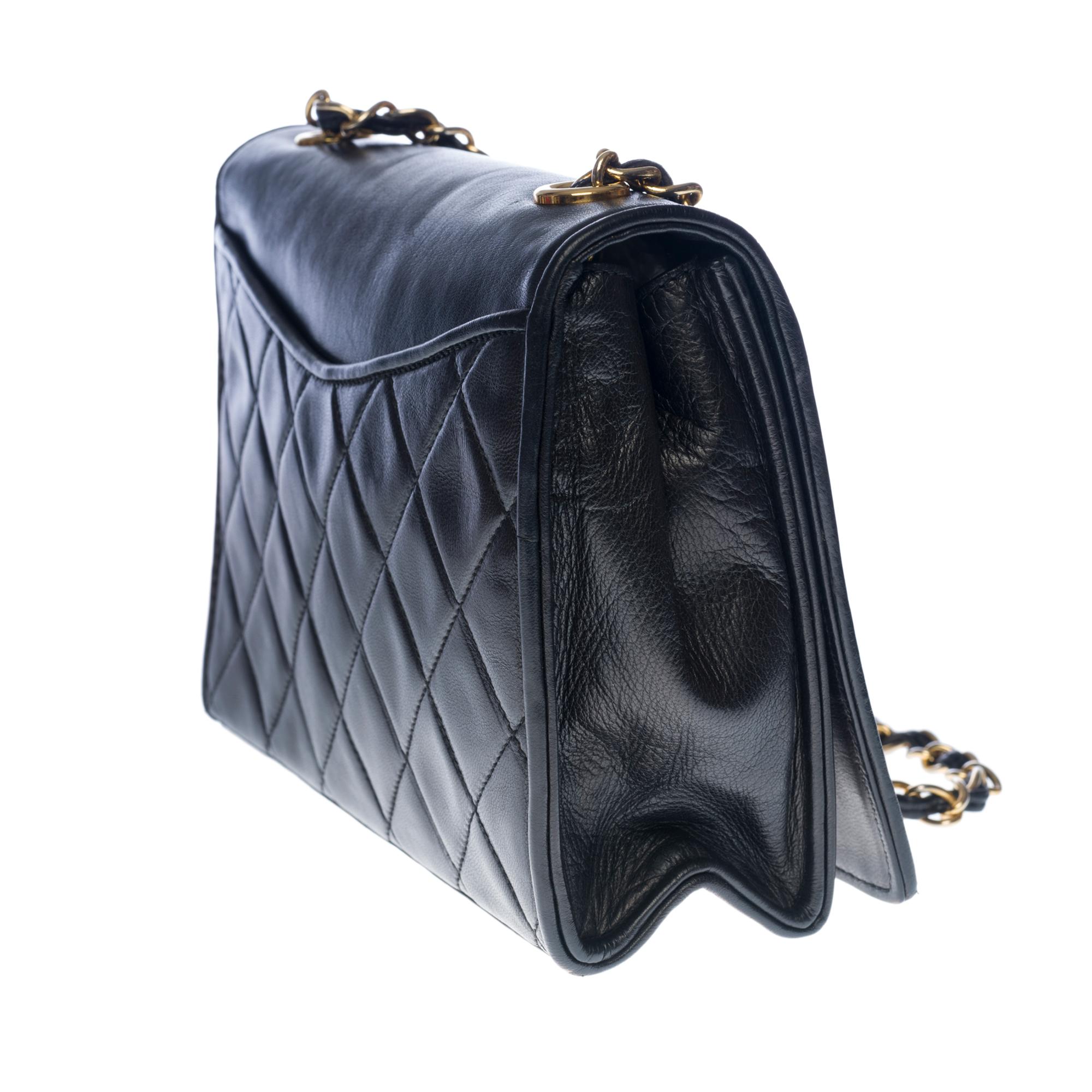 Black Chanel Classic Full Flap Pockets shoulder bag in black quilted leather and GHW