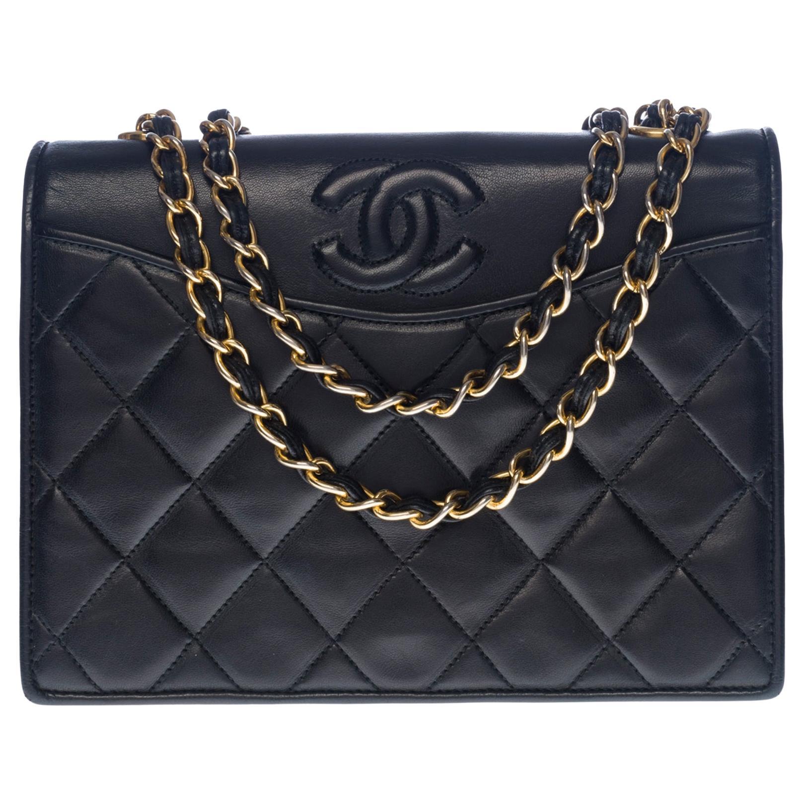 Chanel Classic Full Flap Pockets shoulder bag in black quilted leather ...
