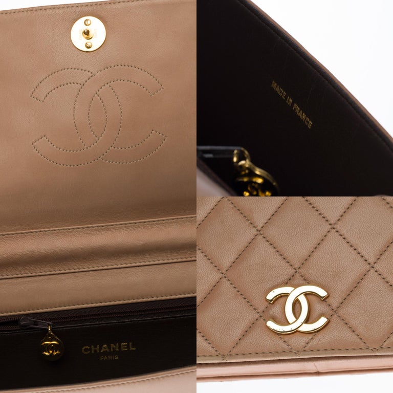 Chanel Classic Full Flap shoulder bag in beige quilted leather and GHW at  1stDibs
