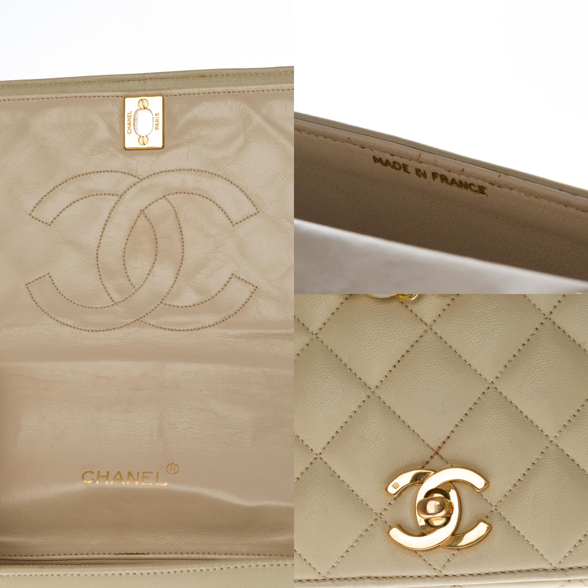 Beige Chanel Classic Full Flap shoulder bag in beige quilted leather and GHW