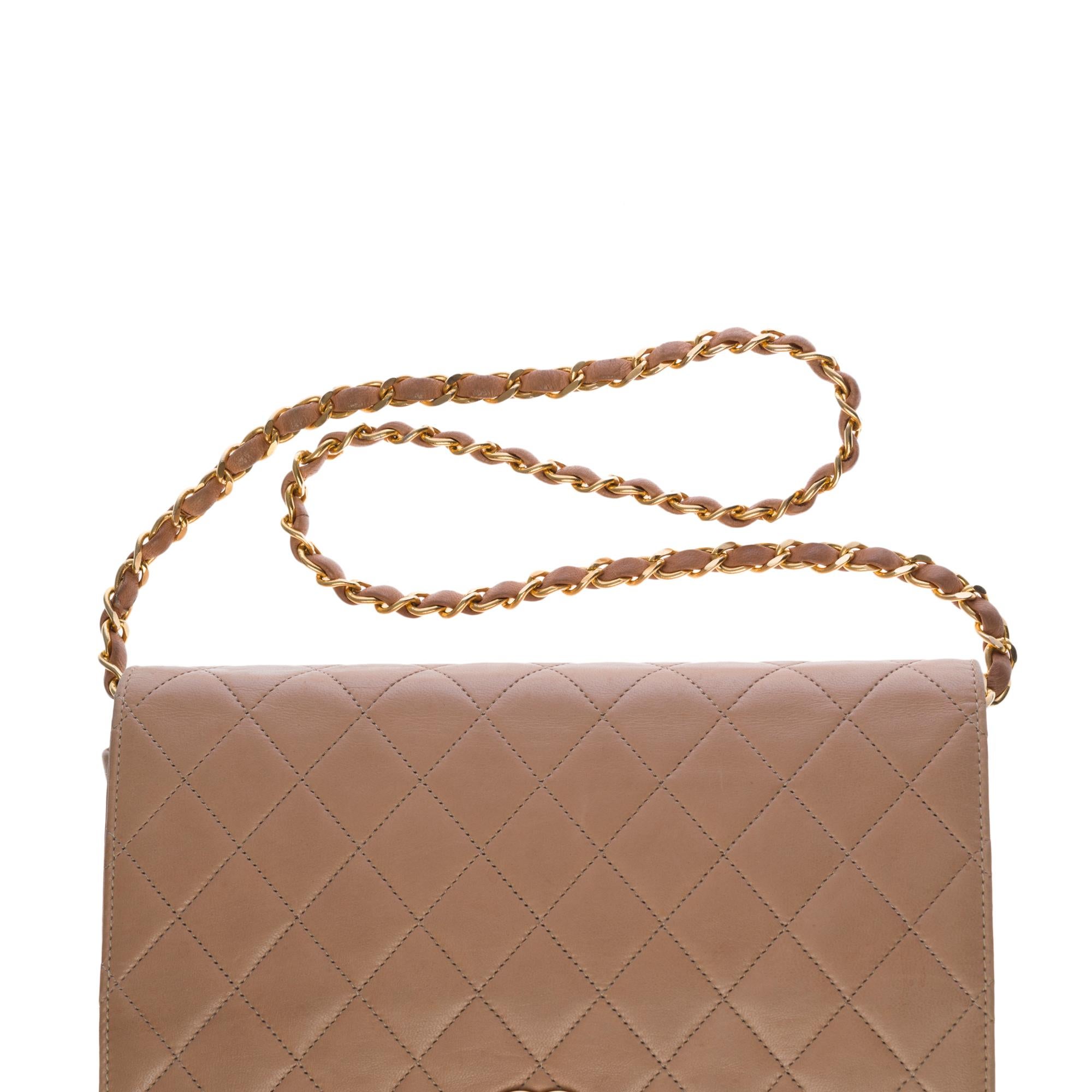 Beige Chanel Classic Full Flap shoulder bag in beige quilted leather and GHW