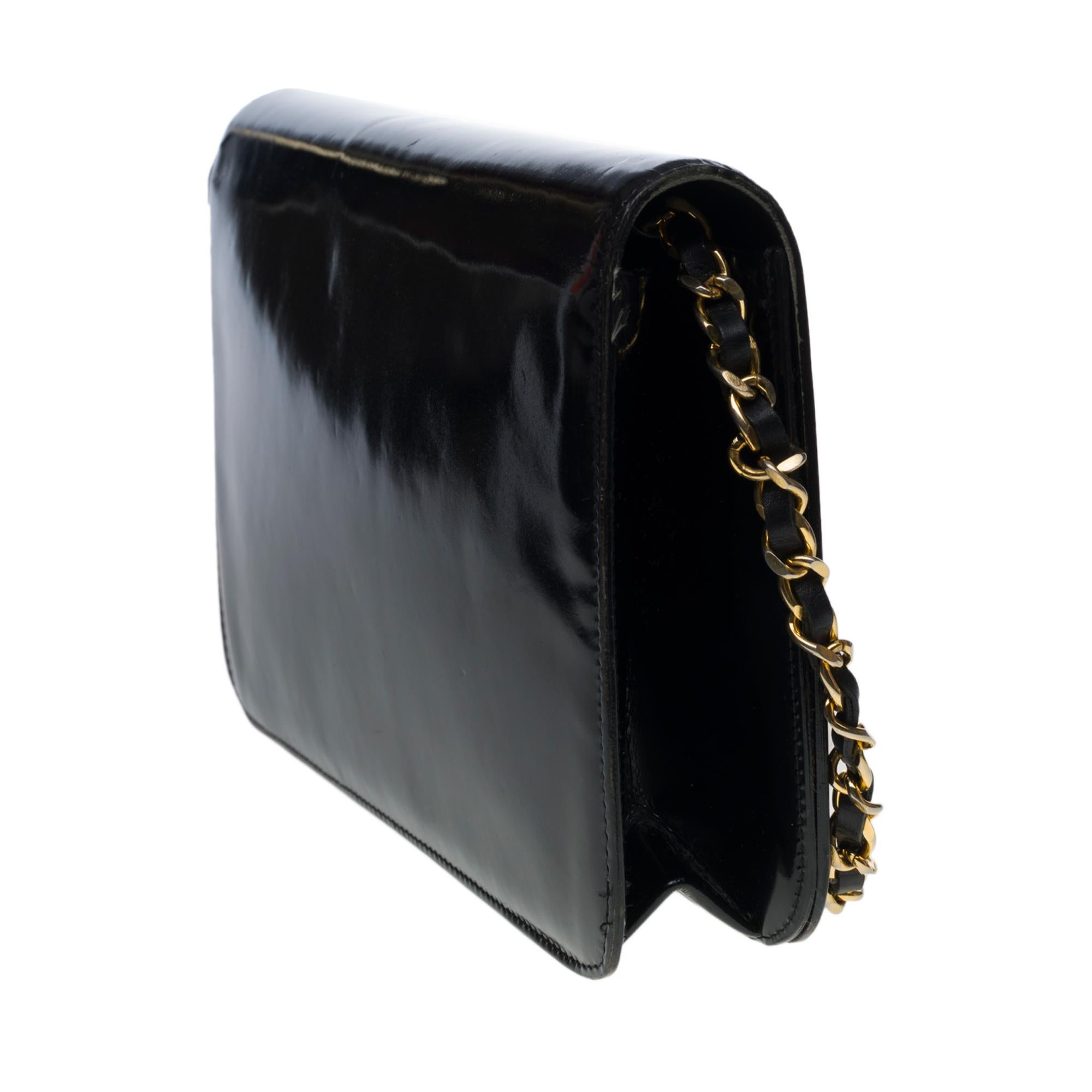 Black Chanel Classic Full Flap shoulder bag in black patent leather, GHW