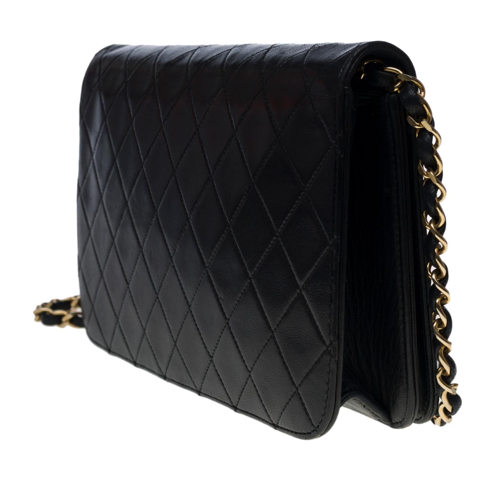 Women's Chanel Classic Full Flap shoulder bag in black quilted lambskin leather, GHW