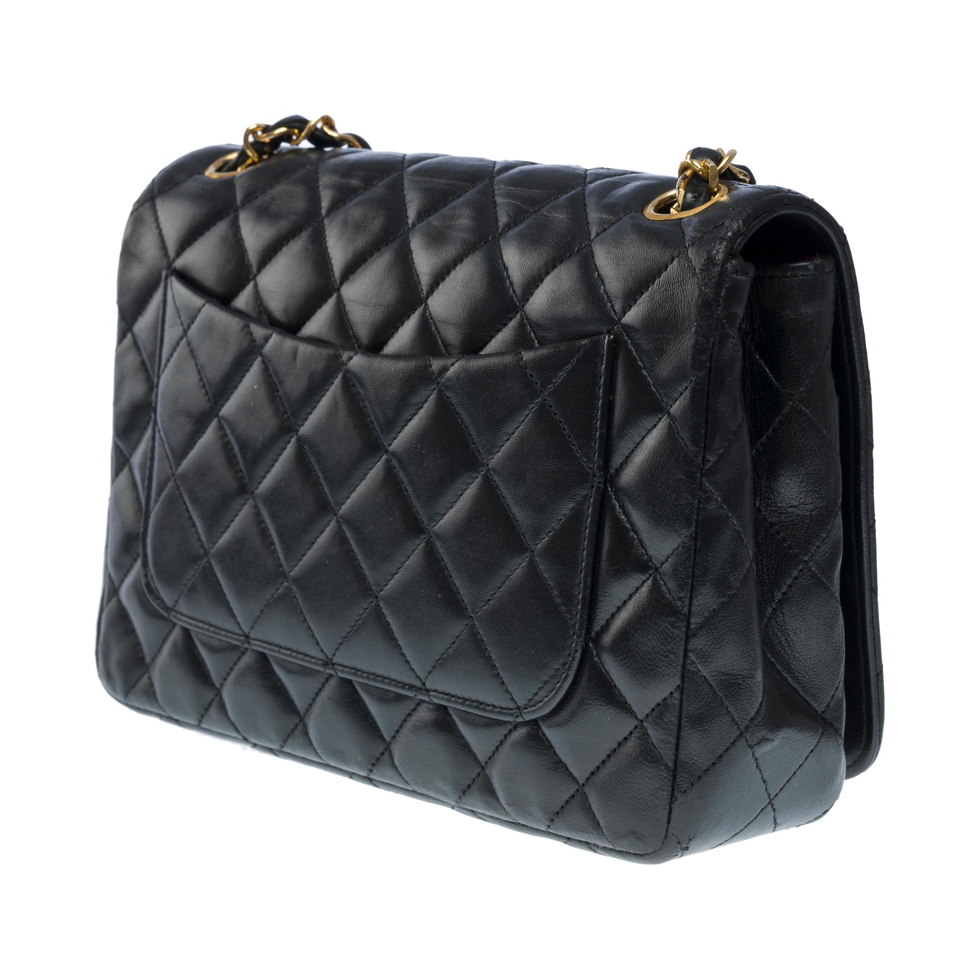 Chanel Classic Full Flap shoulder bag in black quilted lambskin leather, GHW For Sale 2