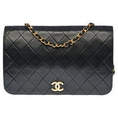 Chanel Classic Full Flap shoulder bag in black quilted leather and GHW