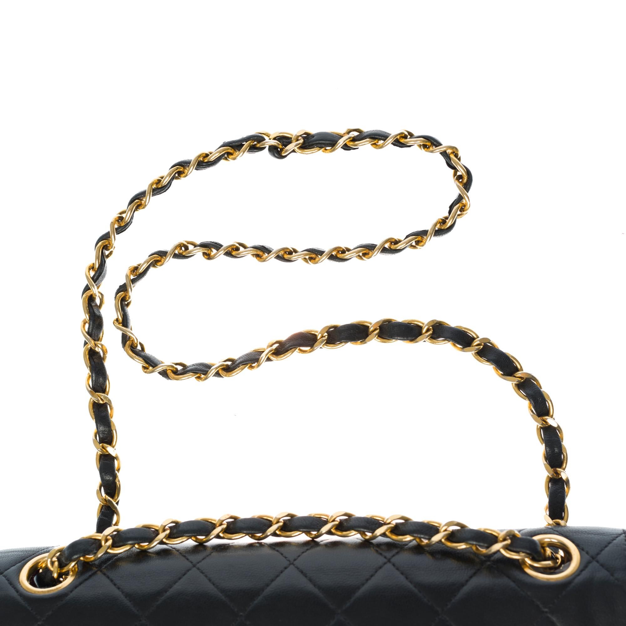 Chanel Classic Full Flap shoulder bag in black quilted leather and gold hardware 2