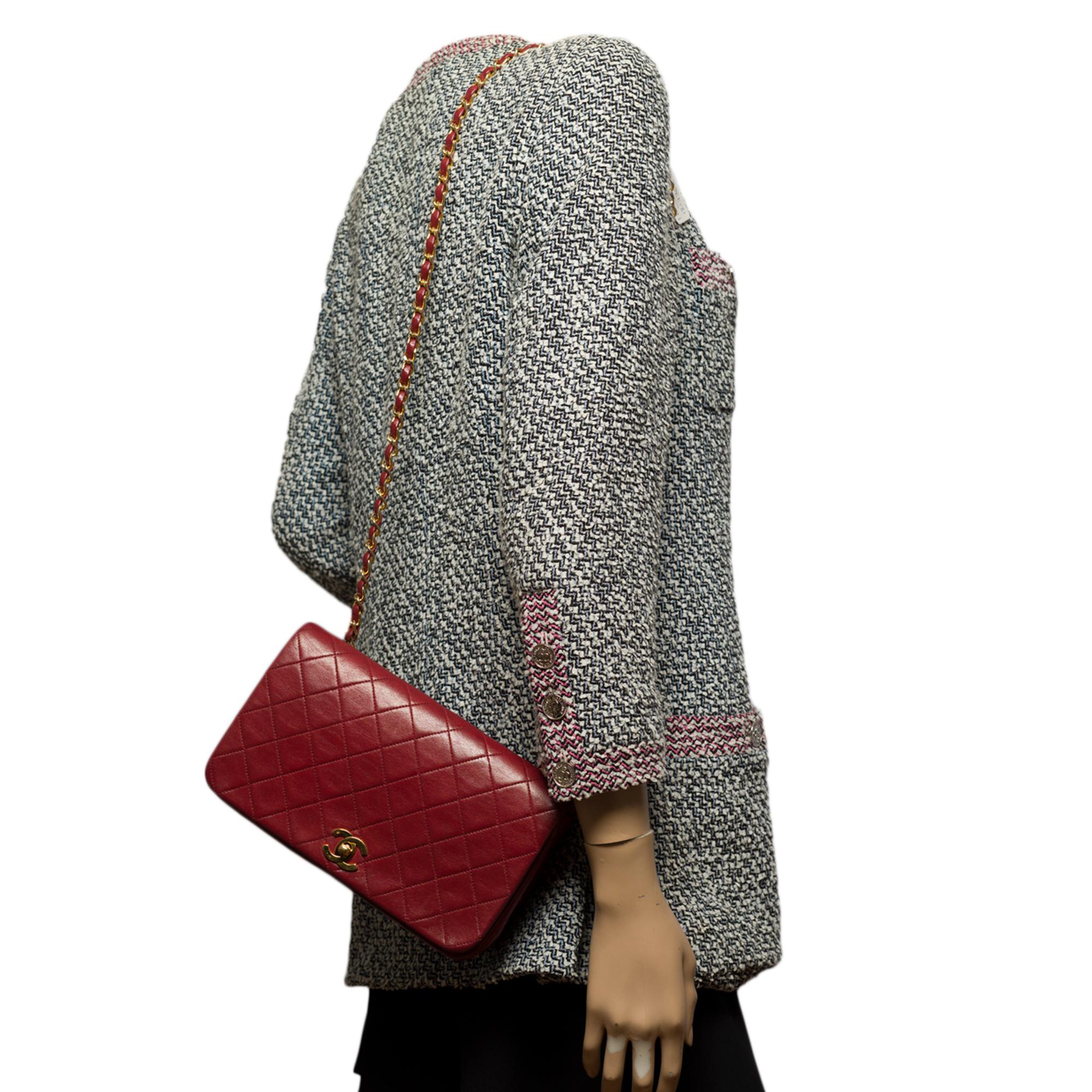 Chanel Classic Full Flap Umhängetasche aus weinrotem gestepptem Leder und GHW 6