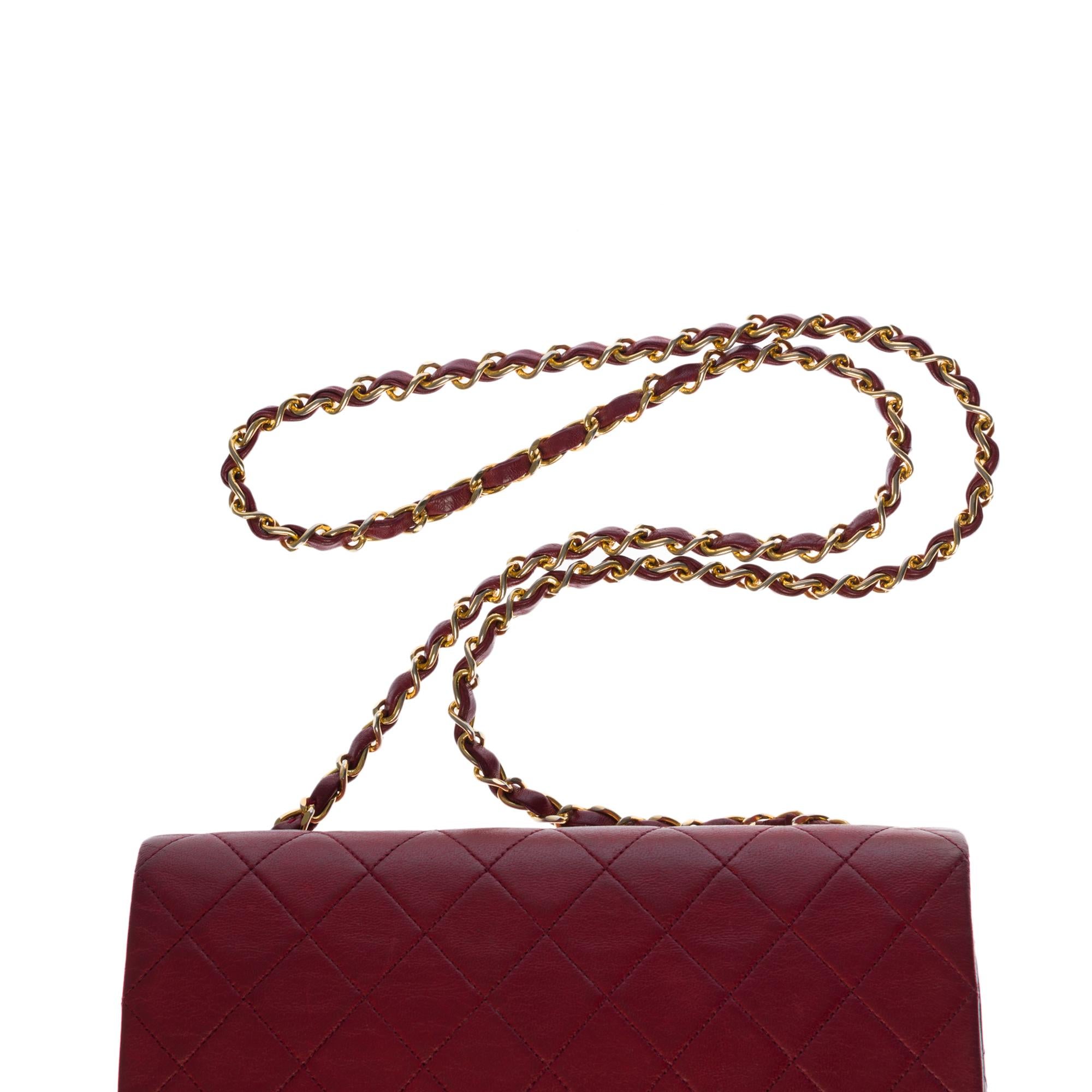 Chanel Classic Full Flap Umhängetasche aus weinrotem gestepptem Leder und GHW 3