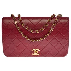 Chanel Classic Full Flap shoulder bag in burgundy quilted leather and GHW
